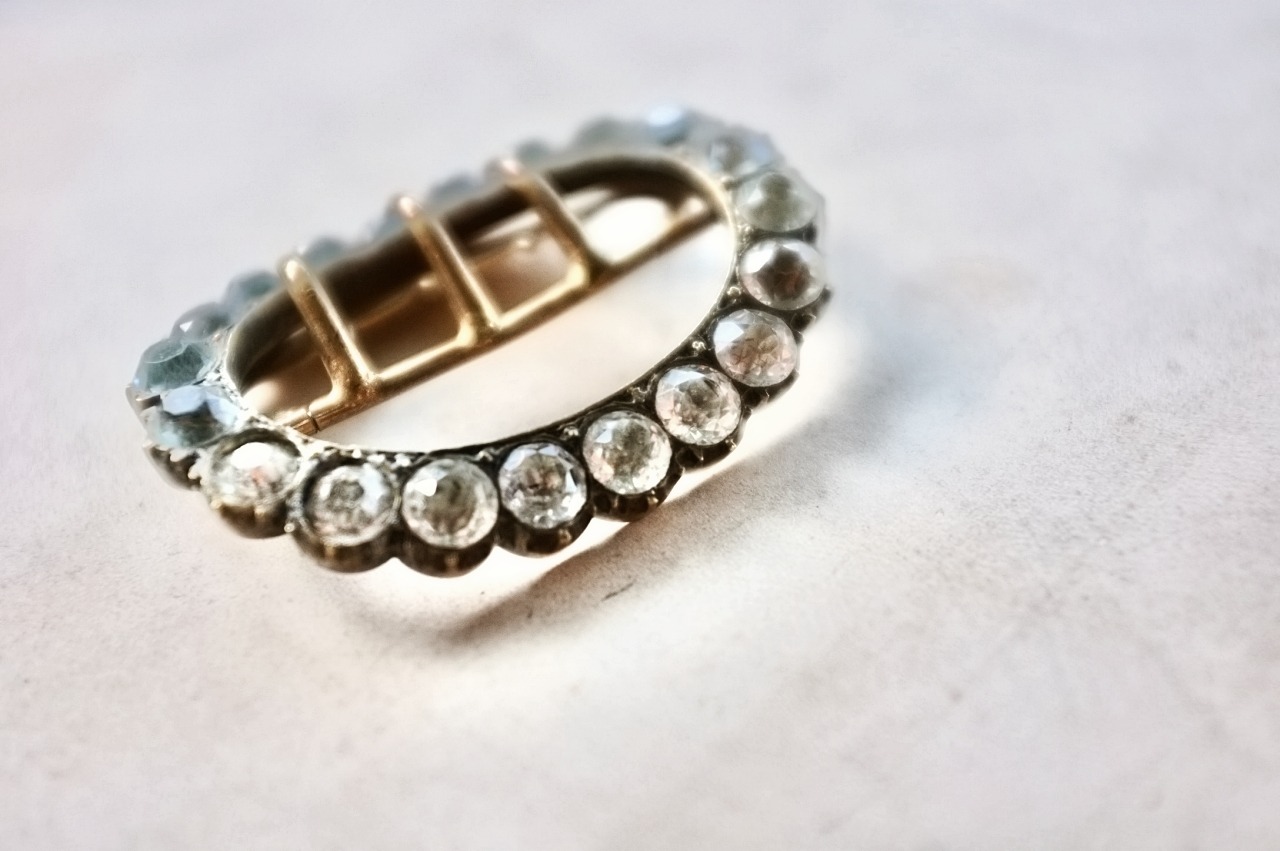 19世紀 フランス 青星と透明星のエルフとペーストのバックル アンティーク