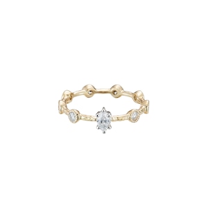 Marquise Diamond with Millegrain Diamonds Ring / Pt900・K18YG