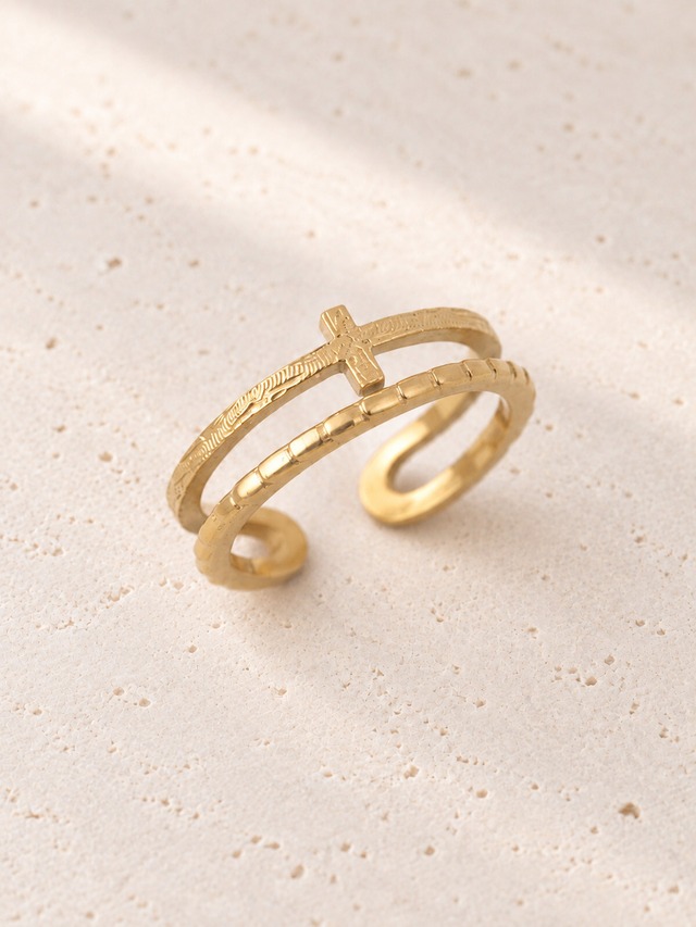 316L hawaiian double cross ring  #r20