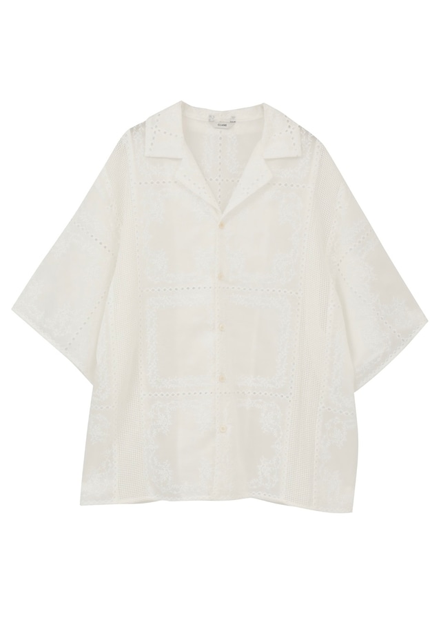 CLANE : EMBROIDERY LACE BOX SHIRTS  10122-4263 C/# WHITE SIZE 1