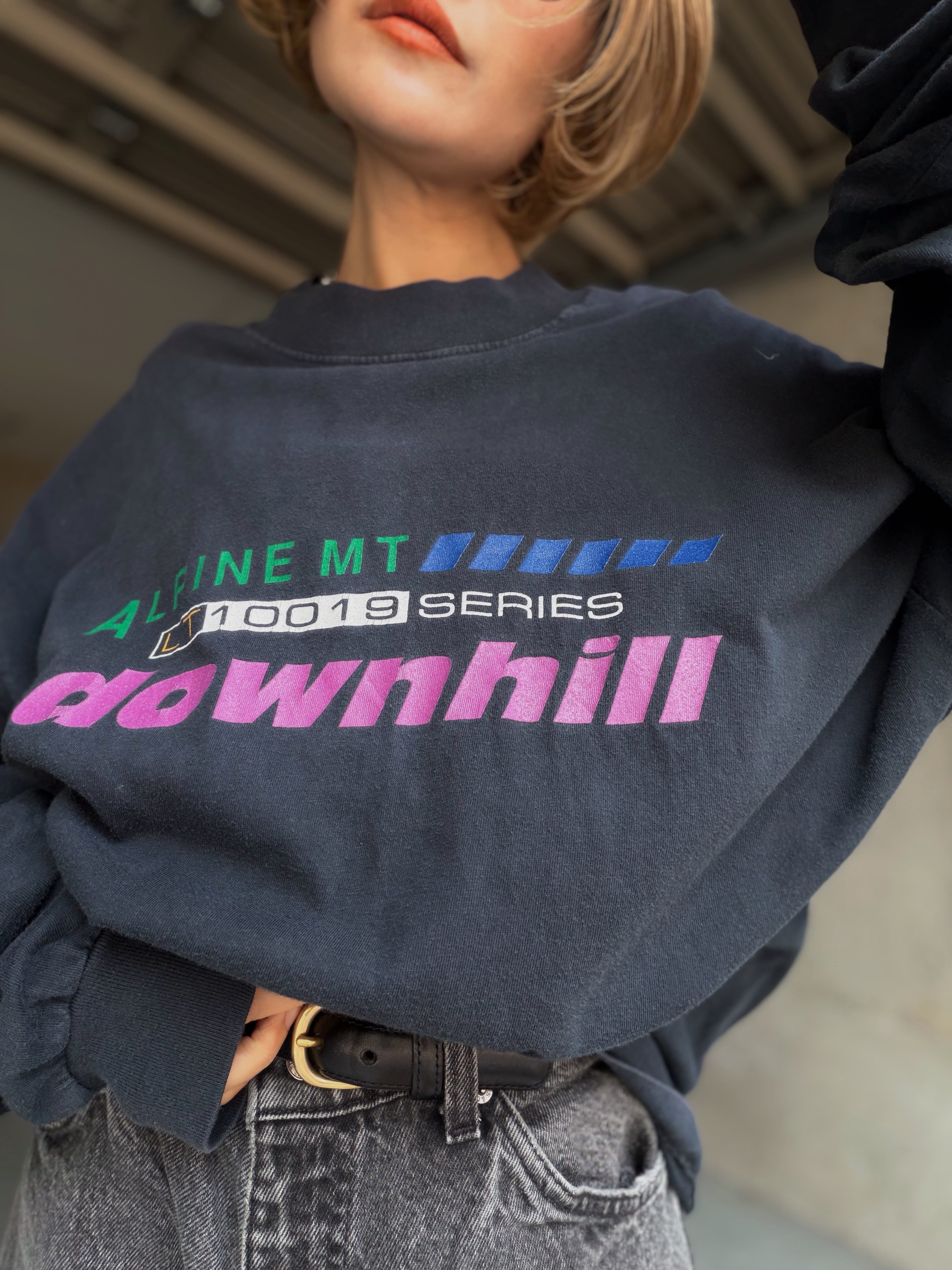 (CS2242)90‘s old GAP printed T-shirt “downhill” made in USA