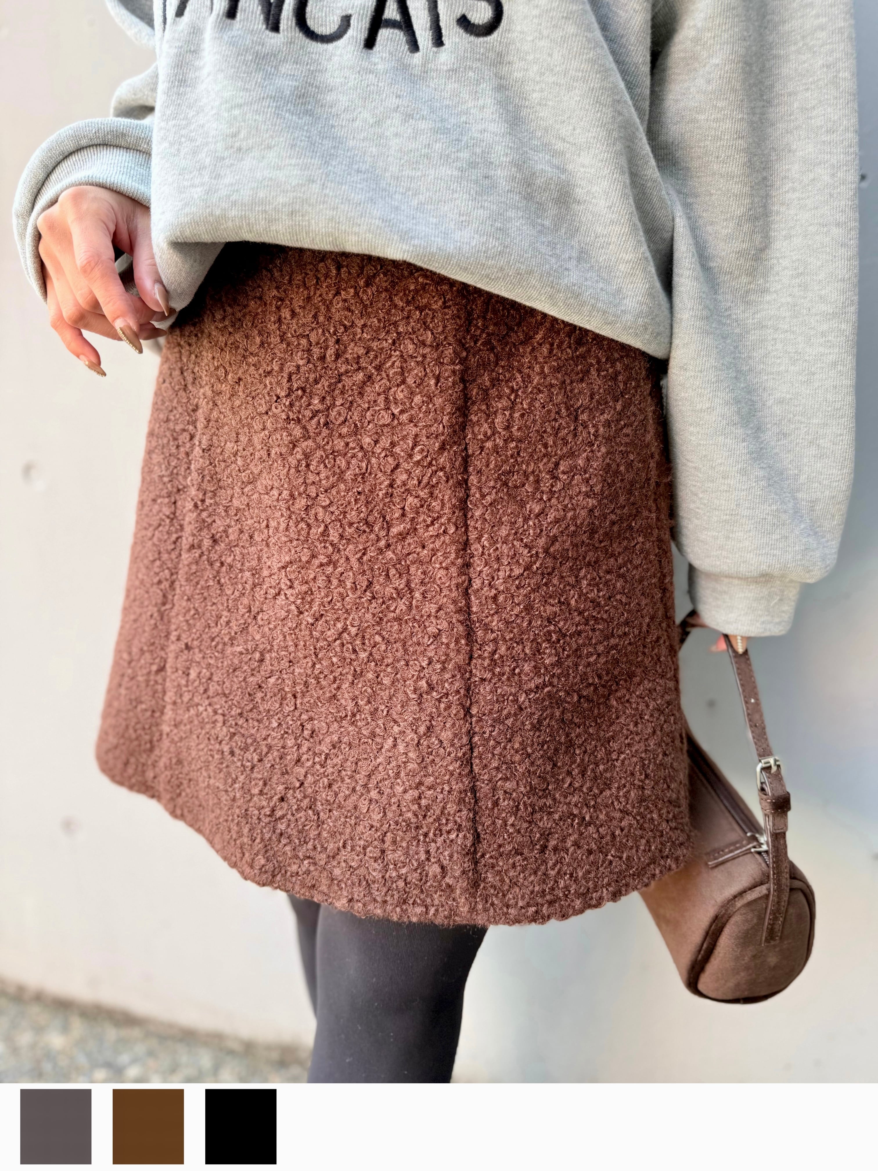 ループツイードフレアミニスカート