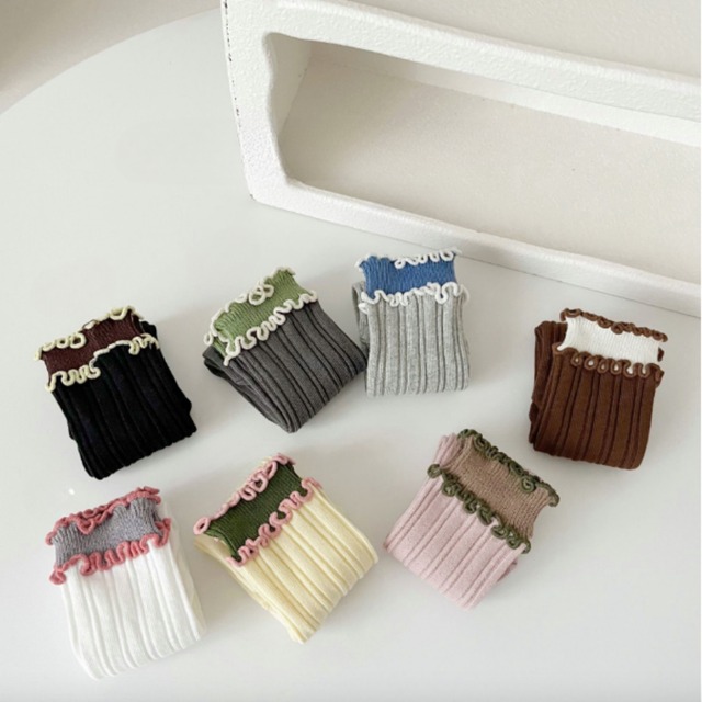 【即納】バイカラーのメロウハイソックス 全7種