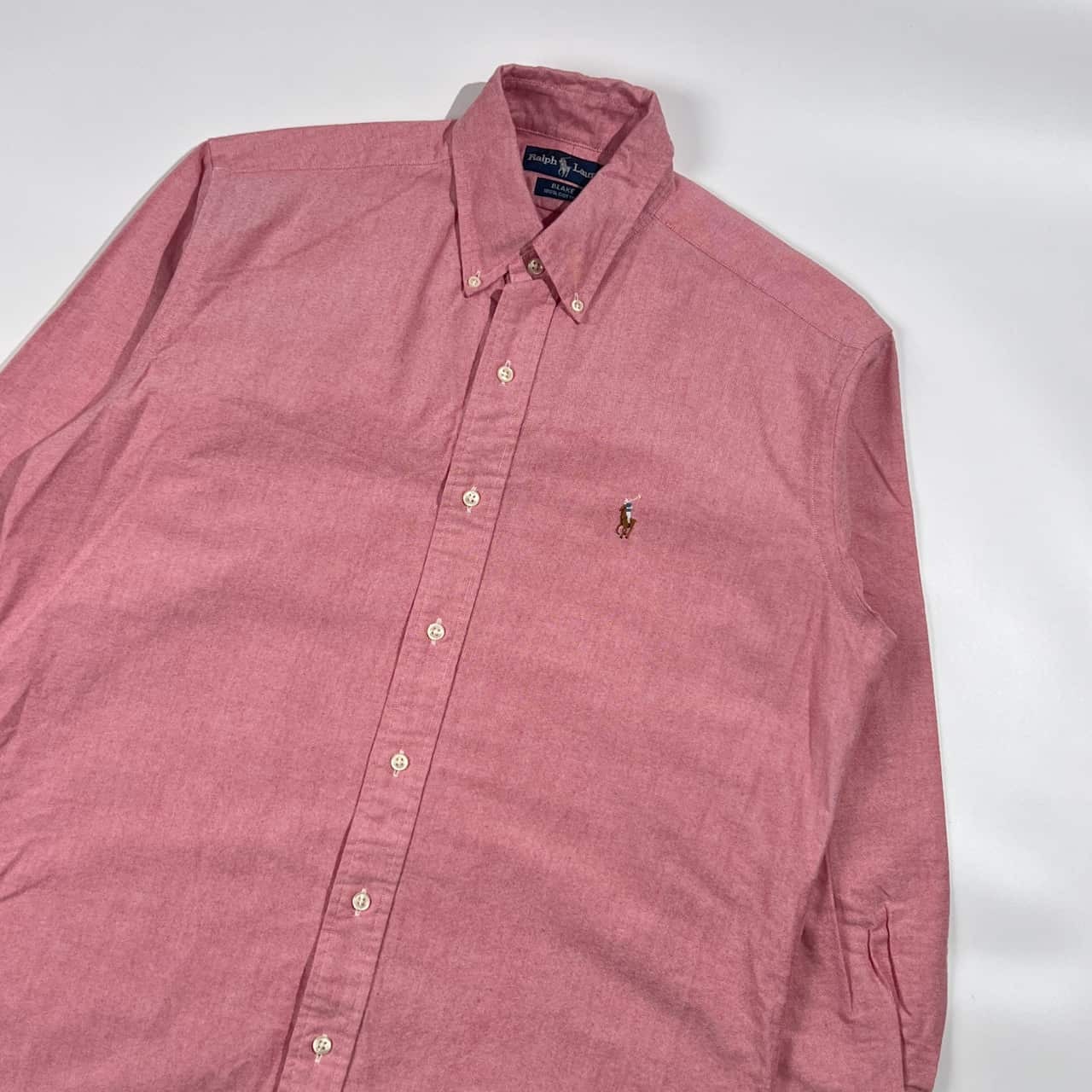 90s 00s Ralph Lauren ラルフローレン BLAKE ポニー刺繍 オックスフォード BD ボタンダウン 長袖シャツ M/レッド系 メンズ ビンテージ