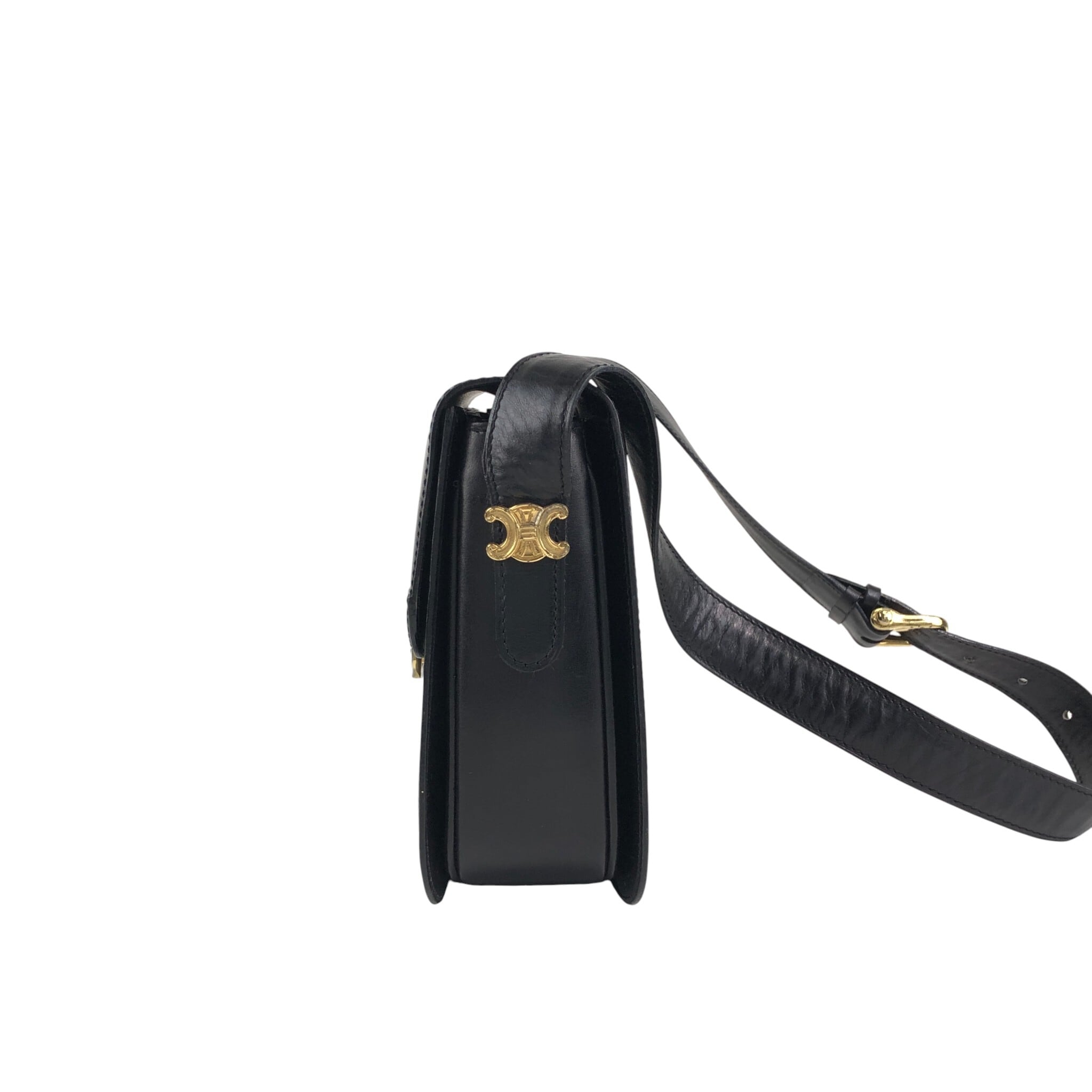 CELINE セリーヌ ショルダーバッグ ブラック 馬車 ブラゾン レザー