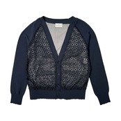 PRINGLE 1815 プリングル レース メッシュ カーディガン UK10(10) /ネイビー/三陽商会/日本製/レディース
