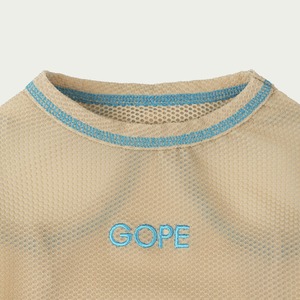 【予約】[ GOPE ] Stretch Mesh Sleeveless｜BEIGE × AQUA BLUE