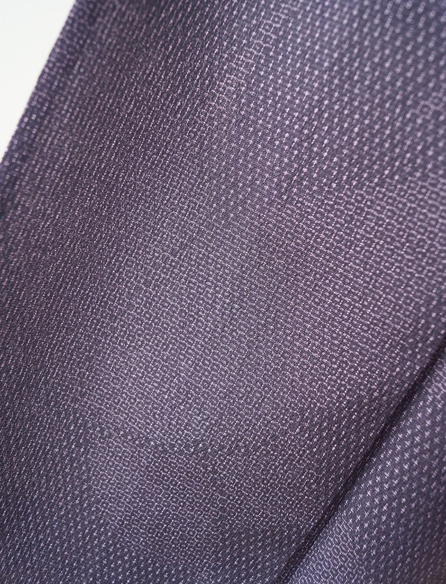 【単衣】藍鉄色地　蚊絣亀甲　蝶文　本塩沢　やまだ織証紙付き