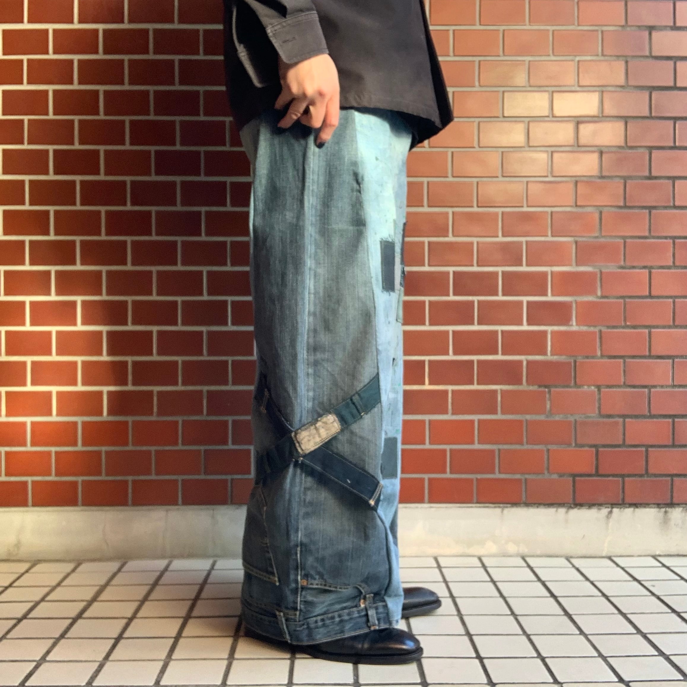 No.320【Y2K・グランジ】再構築 リメイク フレア デニム ワイド 