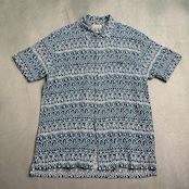 80s L.L.Bean エルエルビーン 総柄 半袖シャツ ブルー