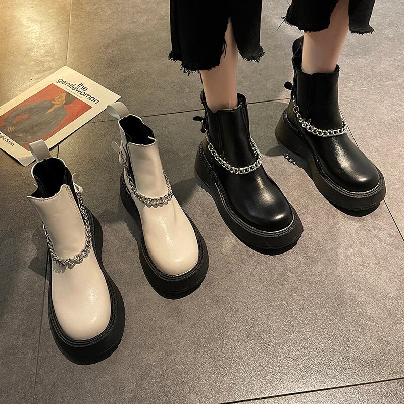 ショートブーツスプリングオータムチェーン 靴 シューズ 春物 秋物 部族の婦人靴59974473045