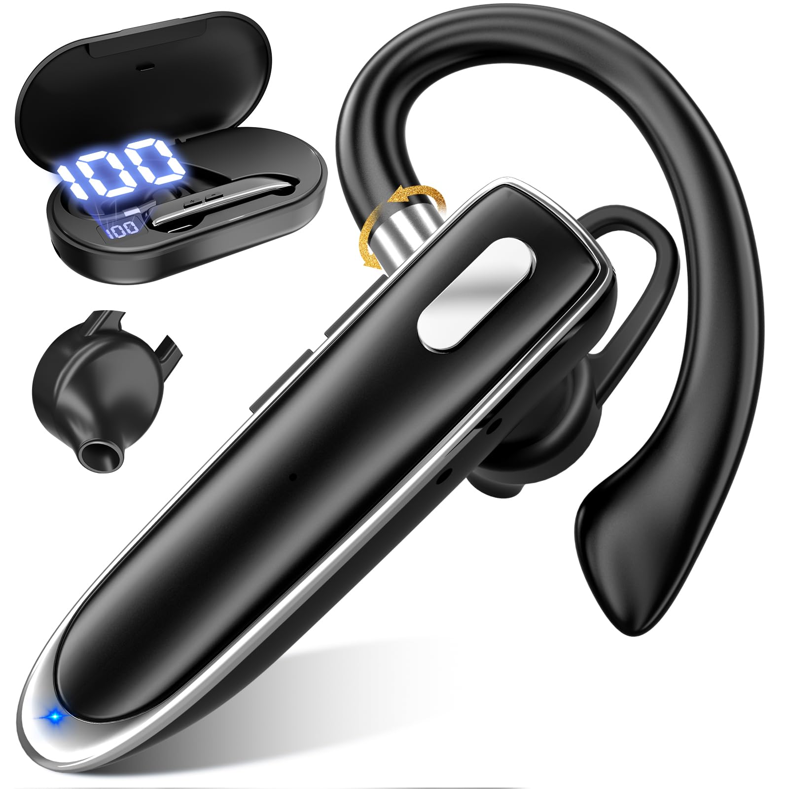 【在庫処分】業界革新カナル型 ヘッドセット bluetooth Bluetoothヘッドセット イヤホン 片耳 掛け式 片耳イヤホン bluetooth 最大96時間連続使用 充電ケース付 LEDディスプレイ 左右耳兼用 AAC対応 ハンズフリー通話可 2台同時接続可能 運転/在宅勤務/テレワーク/LINEチャット/zoom会議等に対応