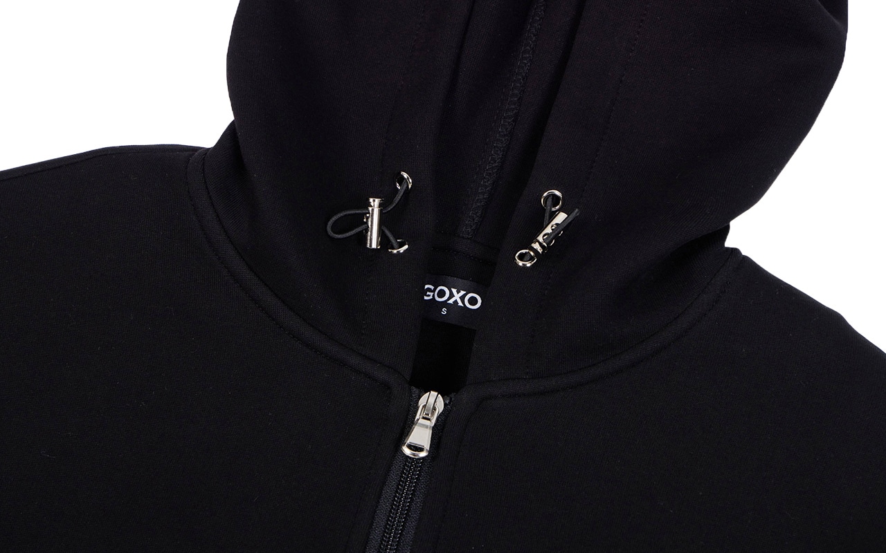 GOXO ゴーエックスオー フォーリングインゴルフモダンフィットフードジップアップ ブラック