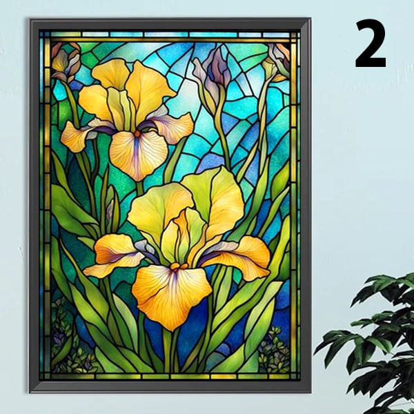 中級 フル ダイヤモンドアート キット ビーズ刺繍 ステンドグラス 蓮