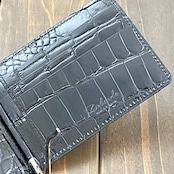 クロコダイル マネークリップ 無双 ブラックブルー