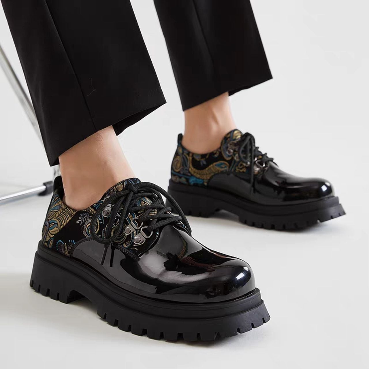 High-quality glossy platform leather shoes(MT1360)