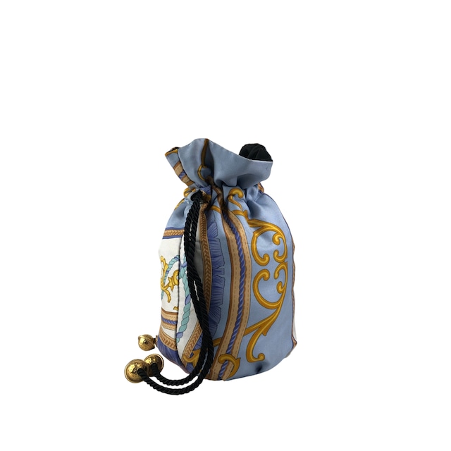 CELINE セリーヌ ハンドバッグ ブルー スターボール シルク 巾着 vintage ヴィンテージ オールド cp3wry