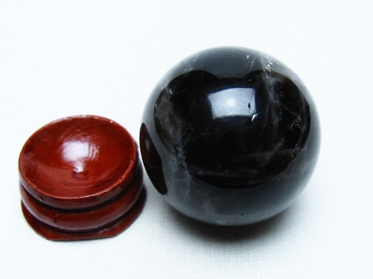モリオン 丸玉 34mm 黒水晶 スフィア 置物 一点物 141-7998 | 天然石