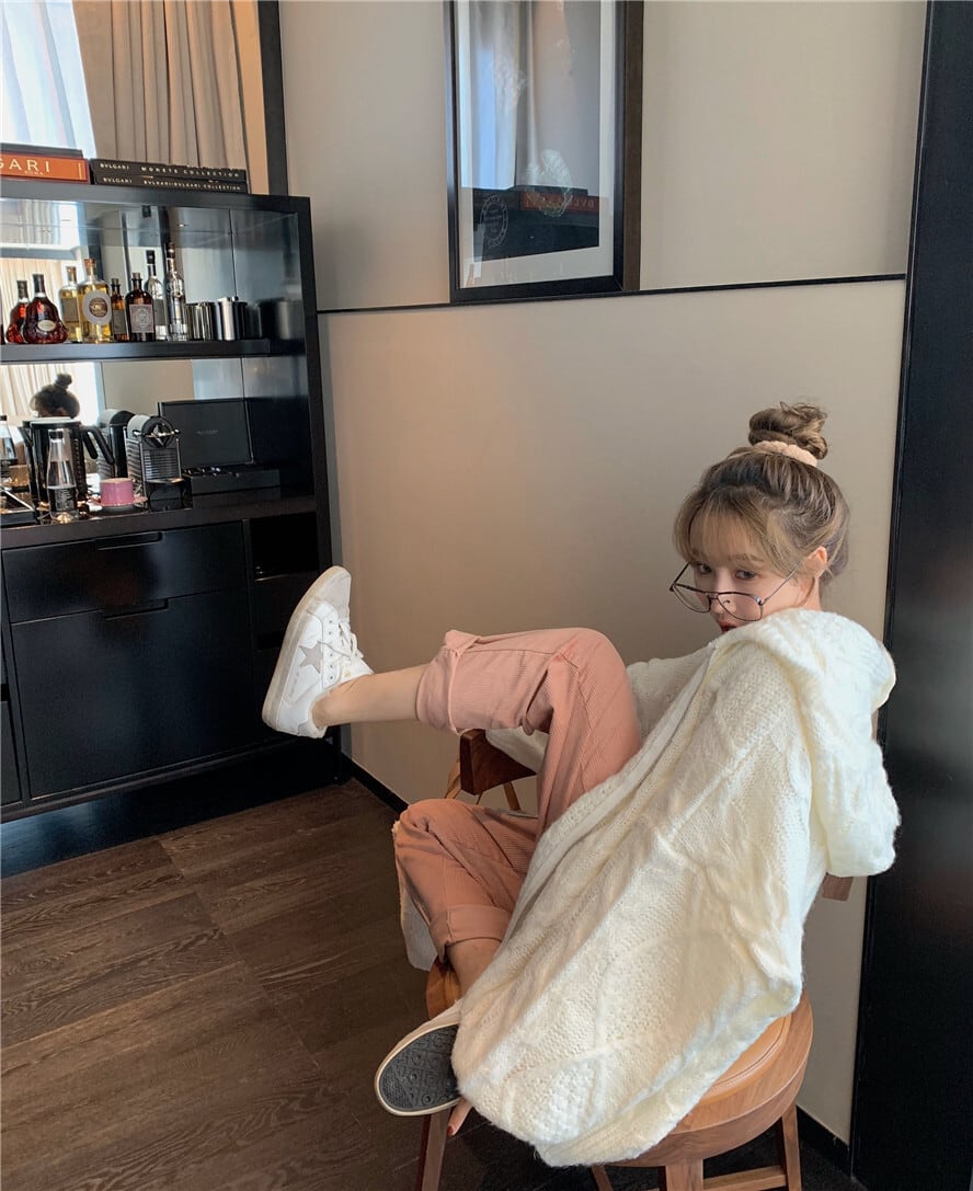 Z-20338 ニットパーカー フード付き パーカー レディース ゆったり