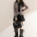 【2点セット】ネクタイ付きドッキングチェックトップス+プリーツスカート ・78897