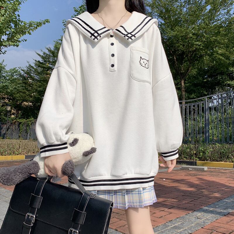 ネイビーカラースリーブルーズセーター スプリングトップス レッド ランタンスリーブ 刺繍 大人ガーリー スウィート キュート カジュアル 春物 萌量不足93609369831