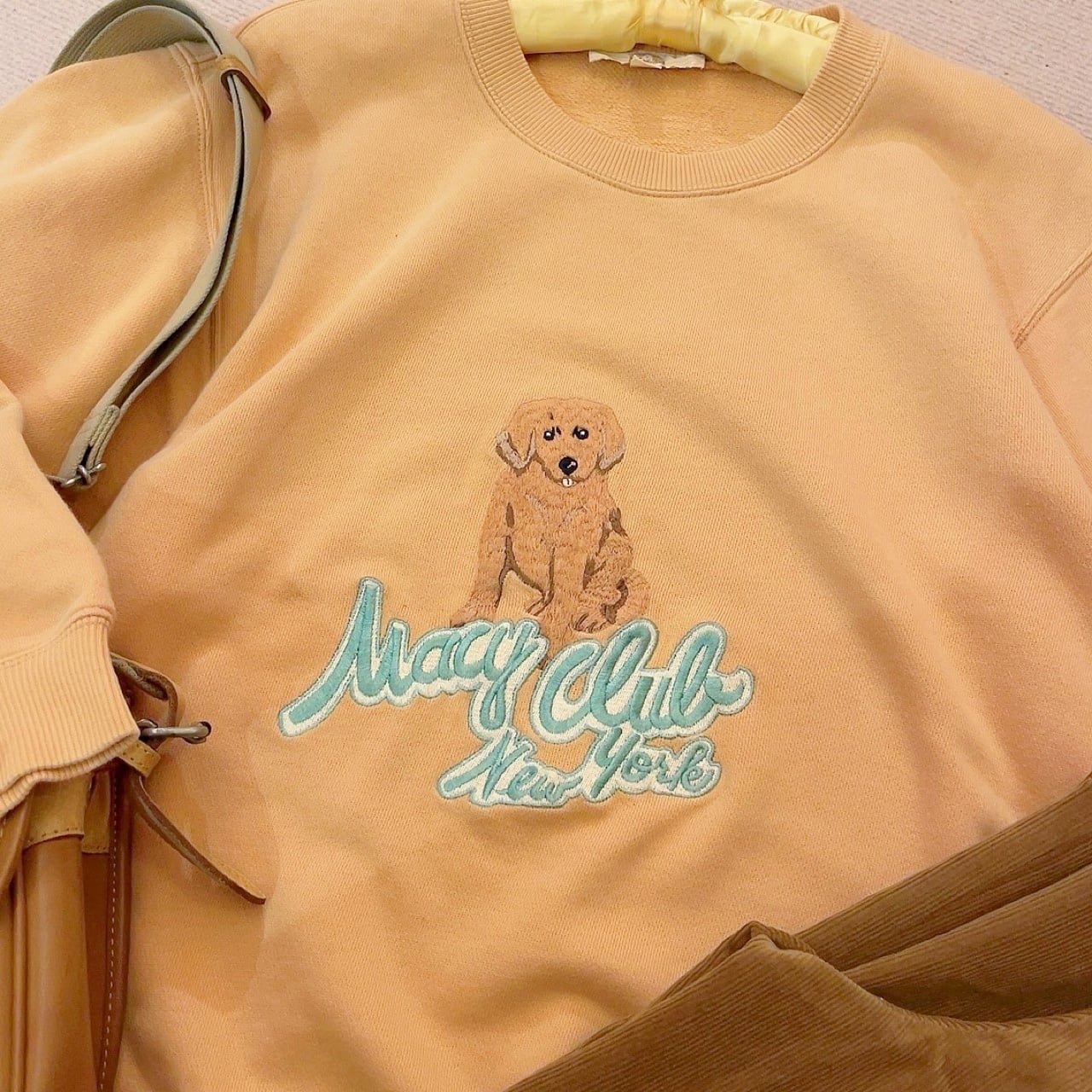 dog embroidery orange sweat