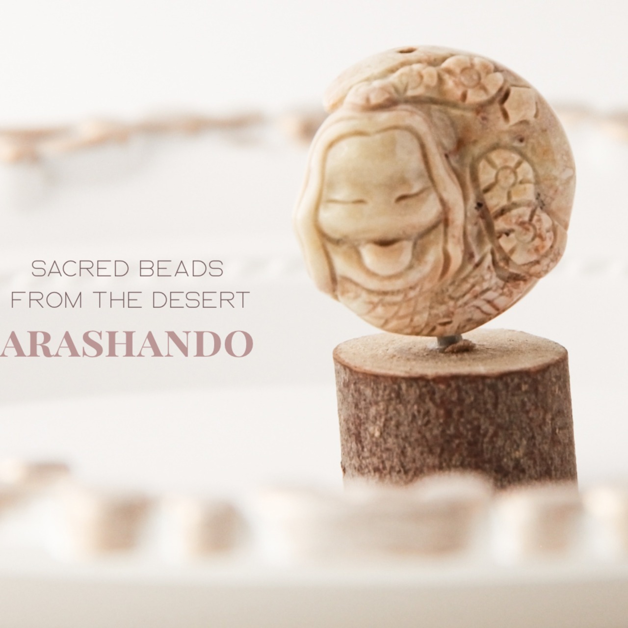 アラシャン瑪瑙 人魚彫刻ビーズ ― 花と人魚の静謐