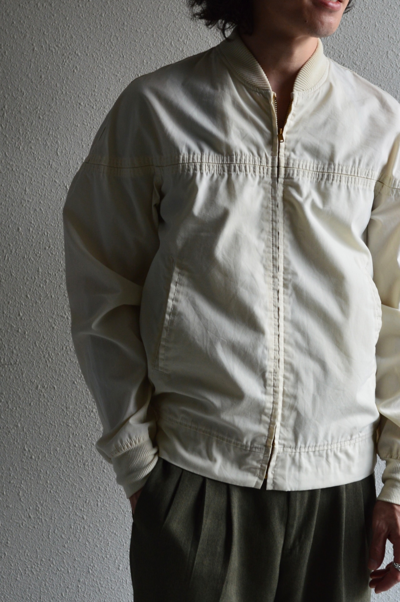 Sears 1970's Derby Jacket Ivory Light Cotton Cloth TALON Zipper  シアーズ 70s ダービージャケット 棒タロン