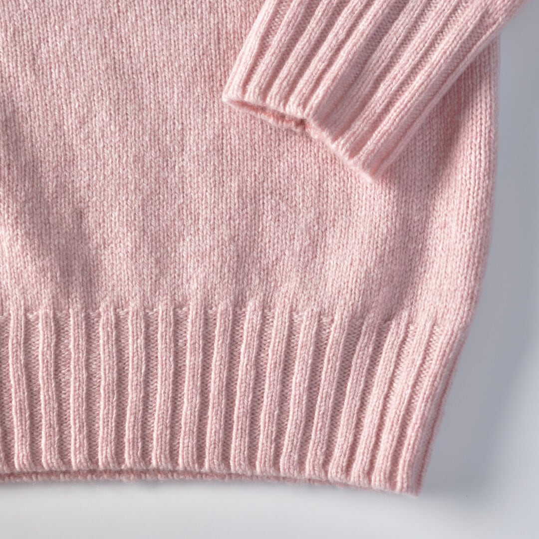 ARMEN アーメン  ラムウールポロネックラグランニット・ライトピンク【送料無料】