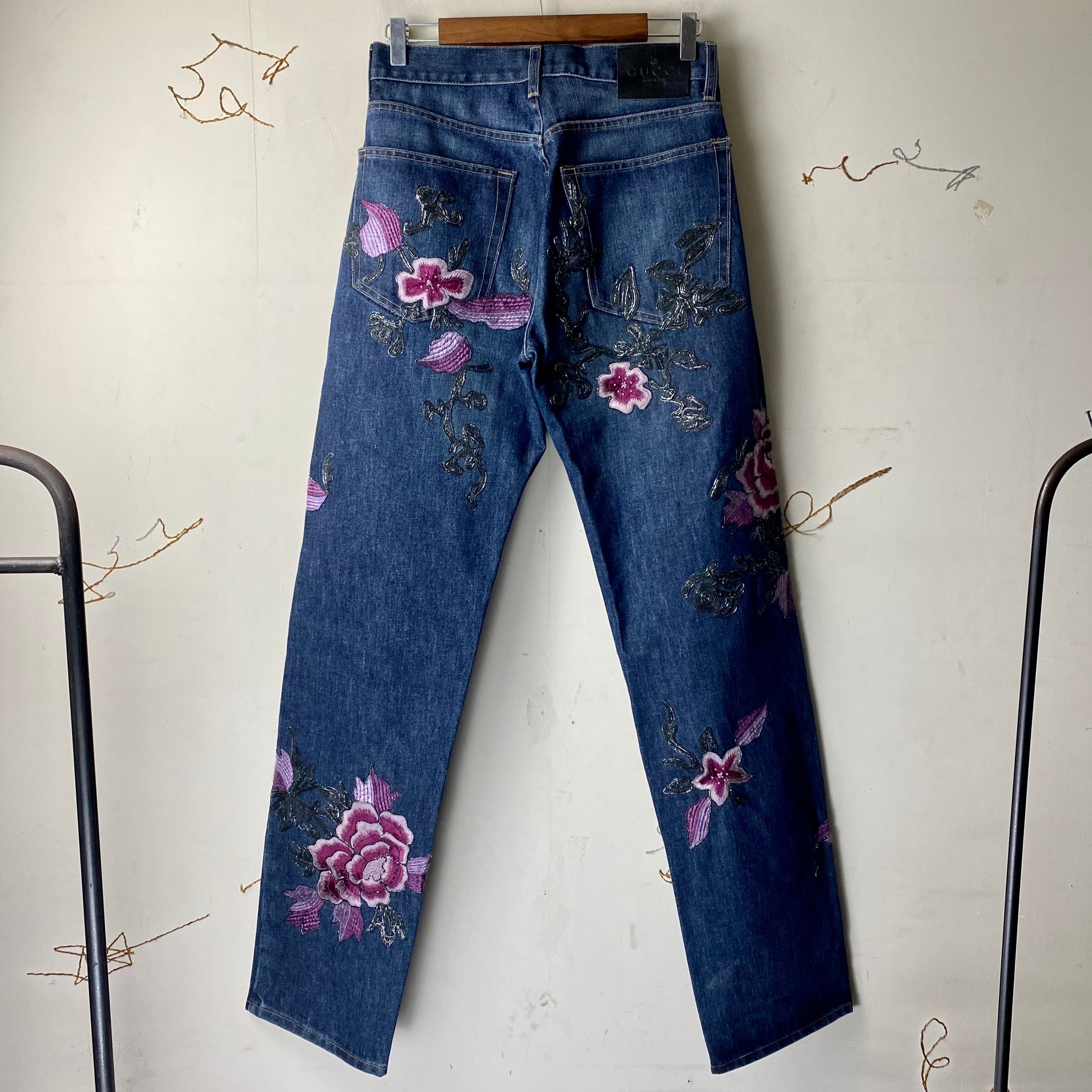 GUCCI by Tom Ford embroidery denim pants | NOIR ONLINE