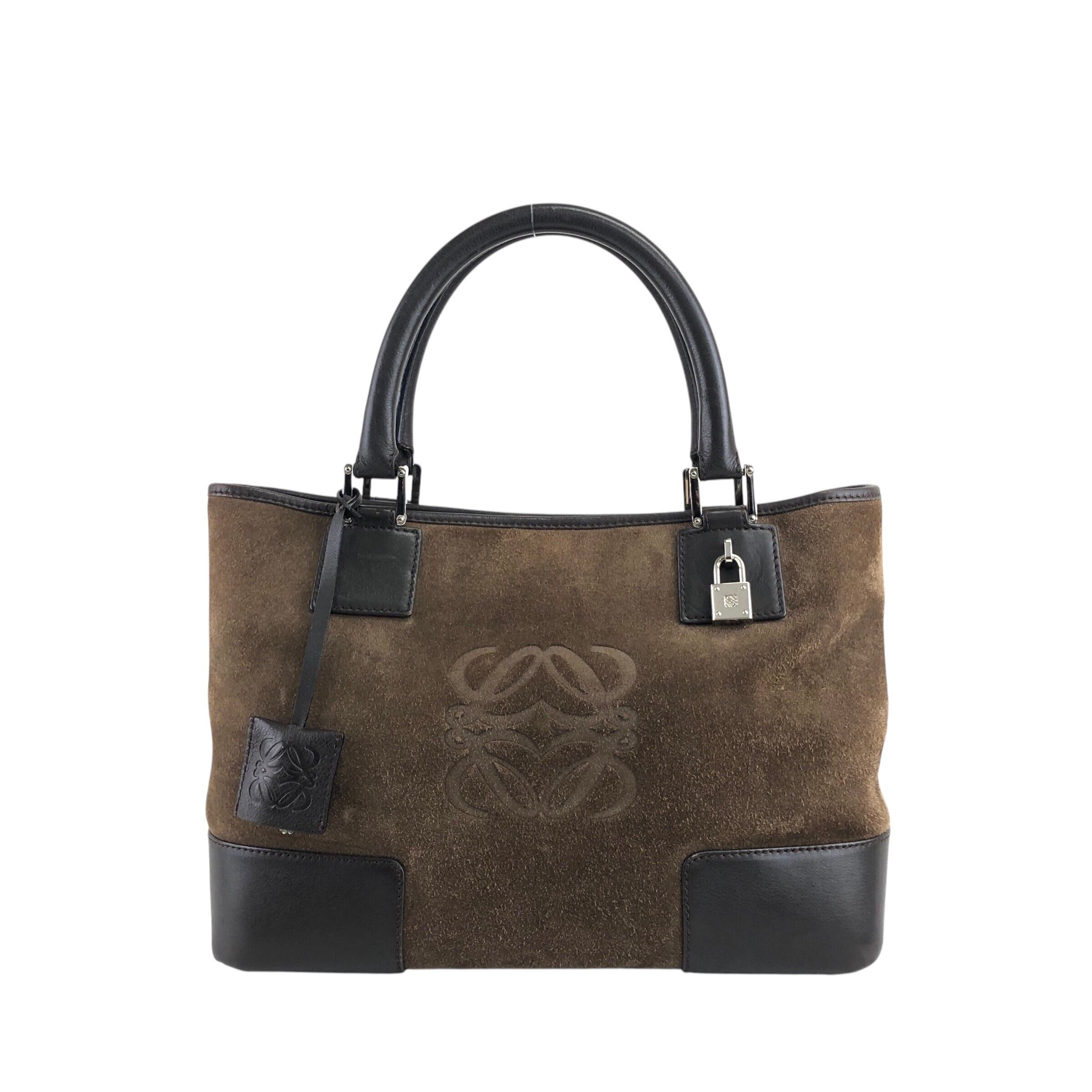 LOEWE ロエベ ハンドバッグ ブラウン アナグラム スエード vintage