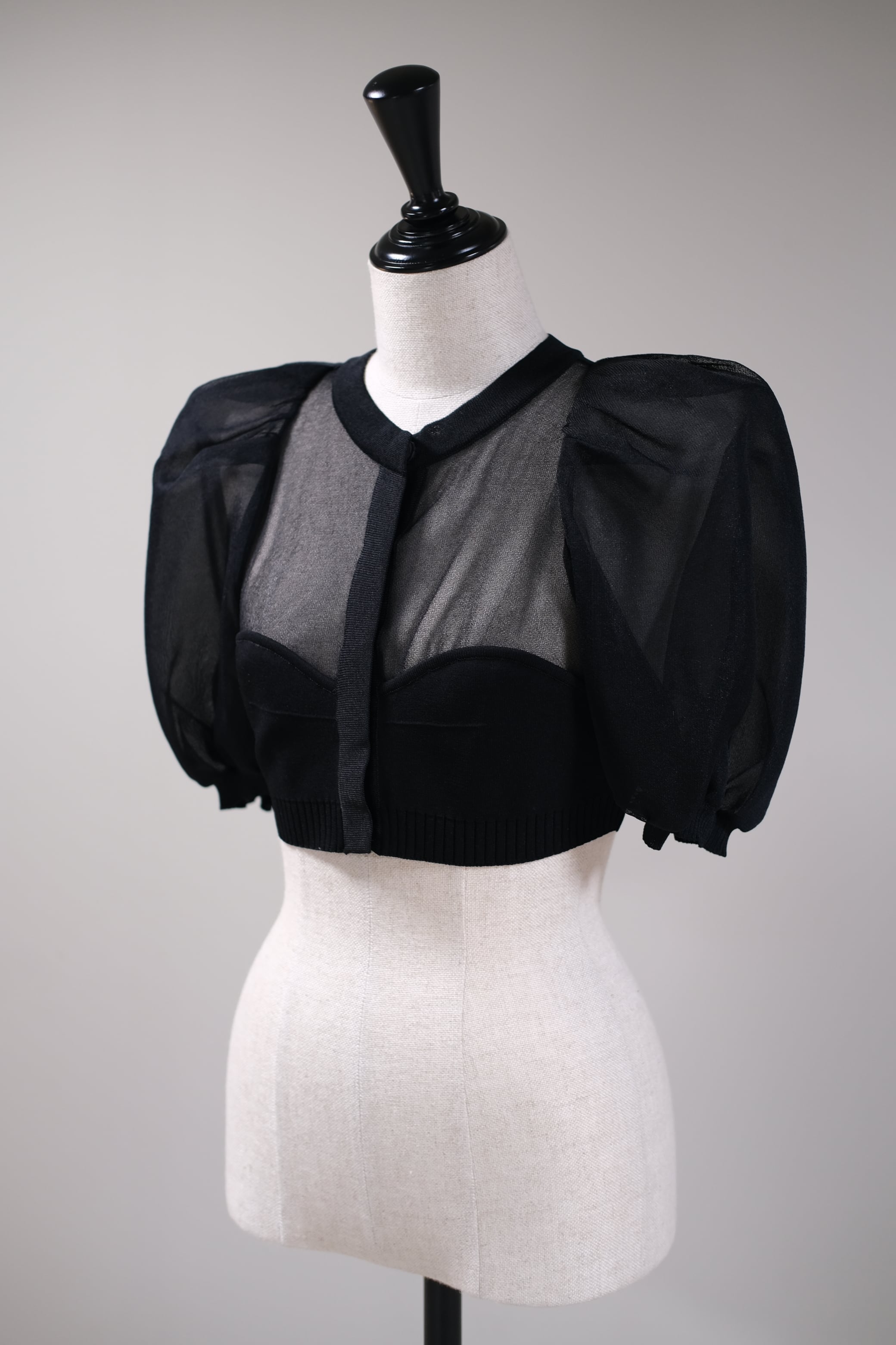 FETICO PUFF SLEEVE KNIT DRESS ブラック FETICO(フェティコ)のPUFF SLEEVE KNIT TOP(トップス)の通販｜PALETTE