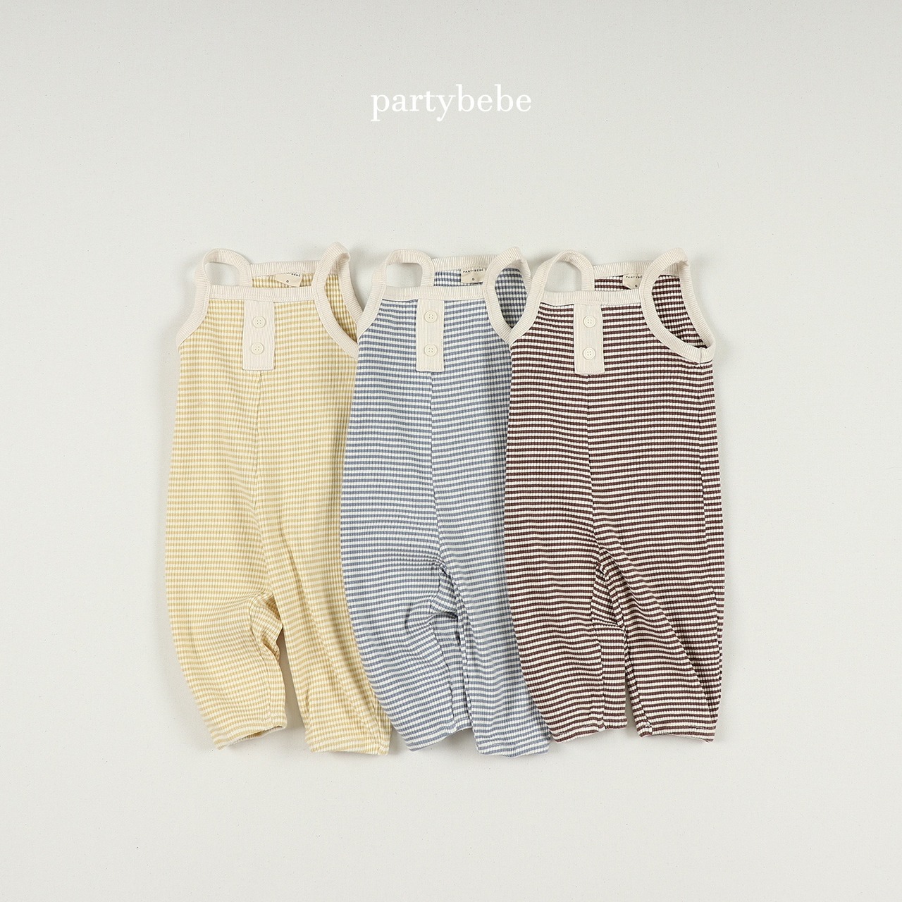 【Party bebe】 ボーダーヘンリーロンパース／ブラウン（80~90cm) - 4