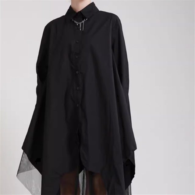 シアーコンビシャツワンピース 2color 10656