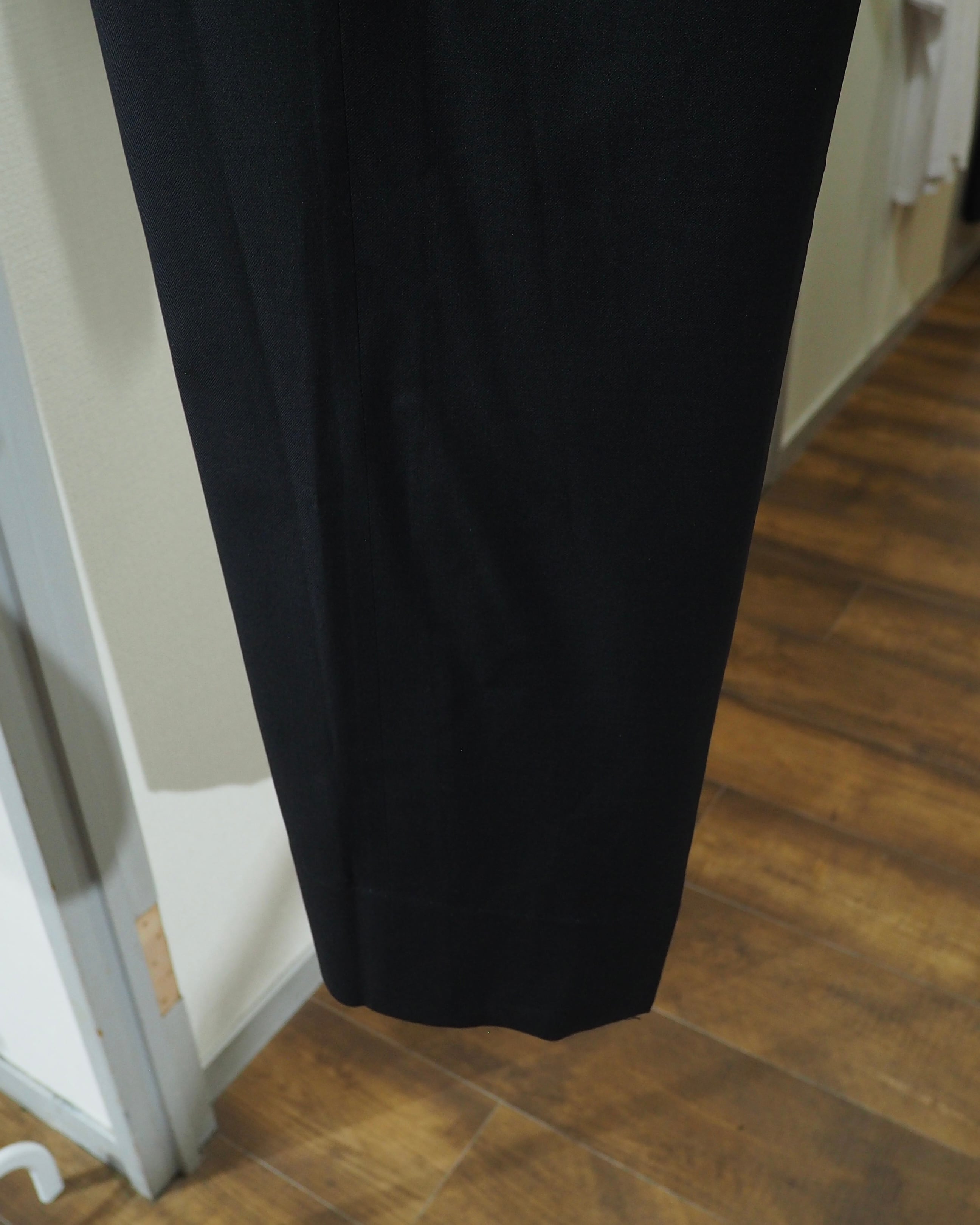 " 鈍艶 " Black Shiny Vintage Wool Wide Slacks Pants
