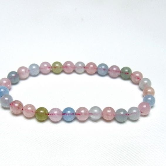 ミックスカラーベリル ブレスレット 6mm 一点物 メール便可 [M便 1/10] 111-48835