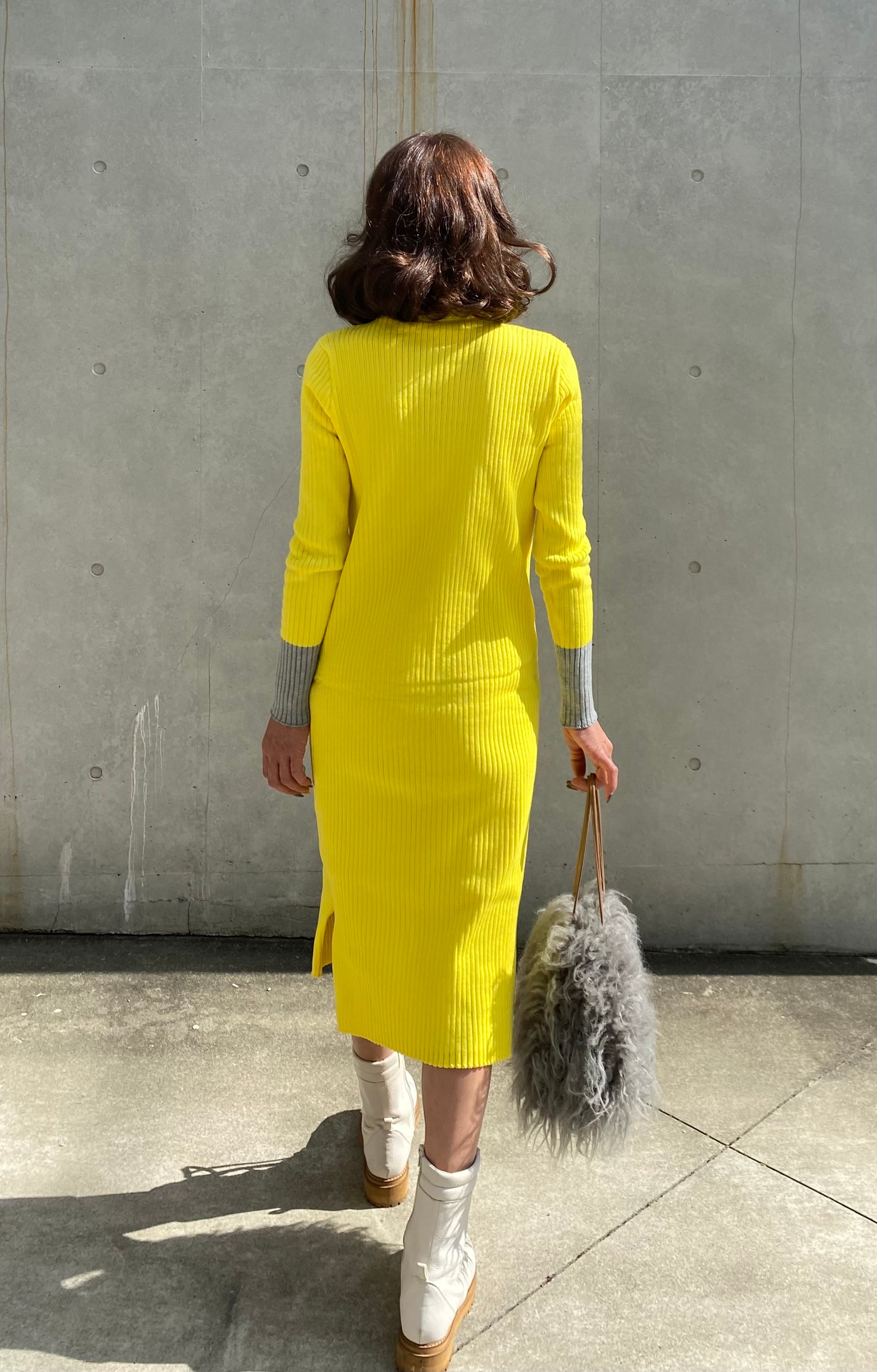 イエロー&グレーニットワンピース | セレクトショップベリンダ