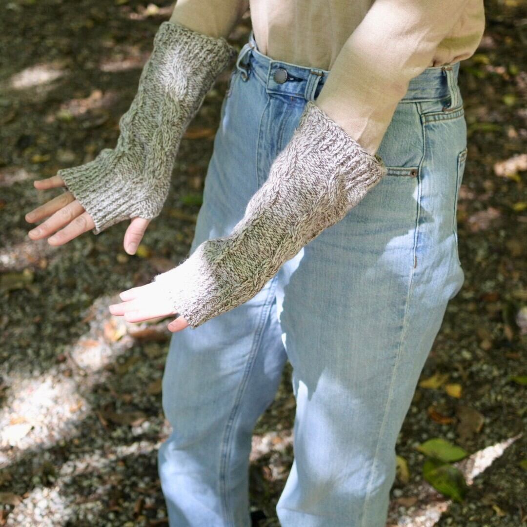 ミックスニット縄編みフィンガーレスグローブ | Pay ID