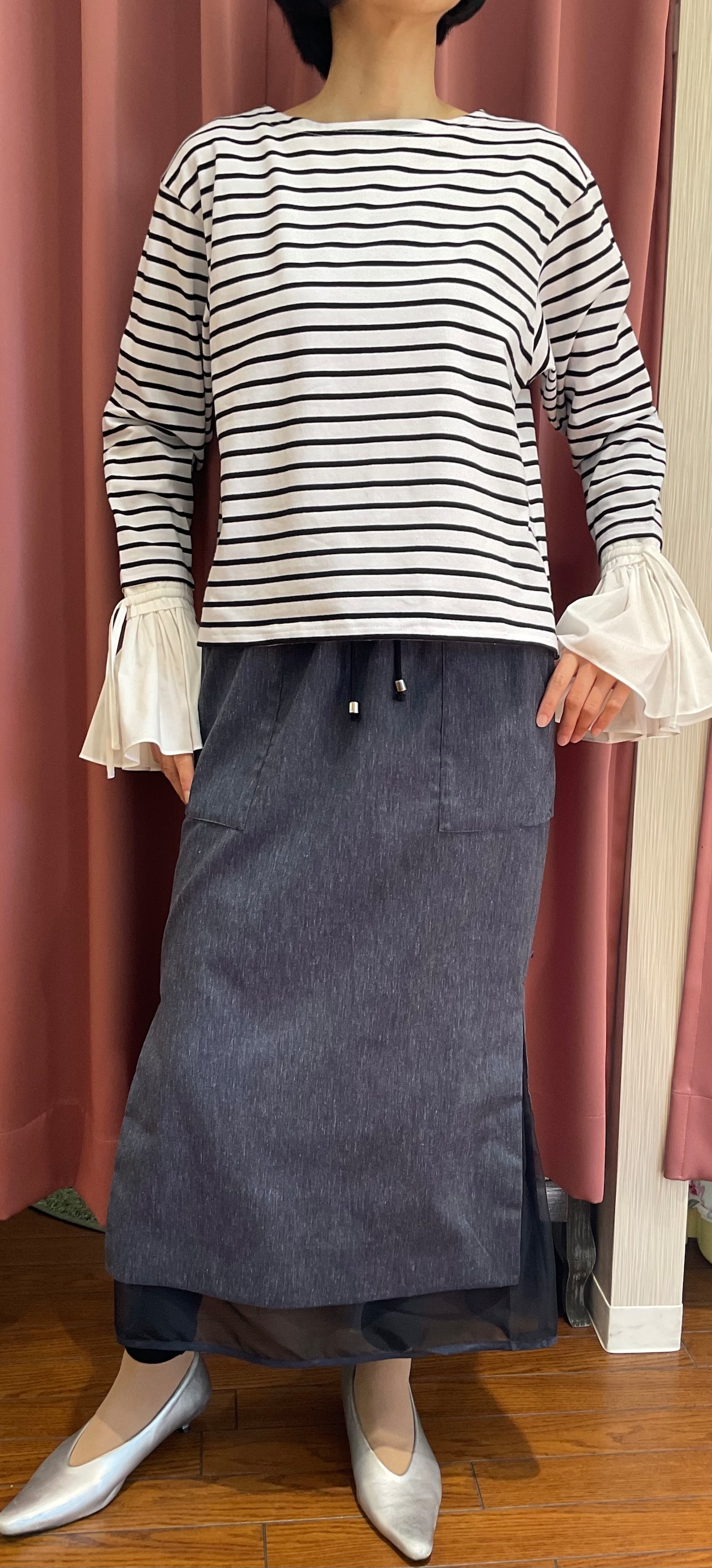 Mewl ミュール シャツスリーブボーダートップス | セレクトショップ BLUE