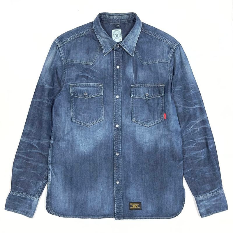 WTAPS ダブルタップス ALLMAN L/S / SHIRTS.COTTON. DENIM / 151GWDT-SHM09 / ヴィンテージ加工  デニム ウエスタンシャツ / Lサイズ