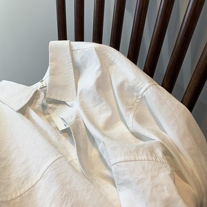 オーバーサイズロングシャツパッチポケット付き A00154