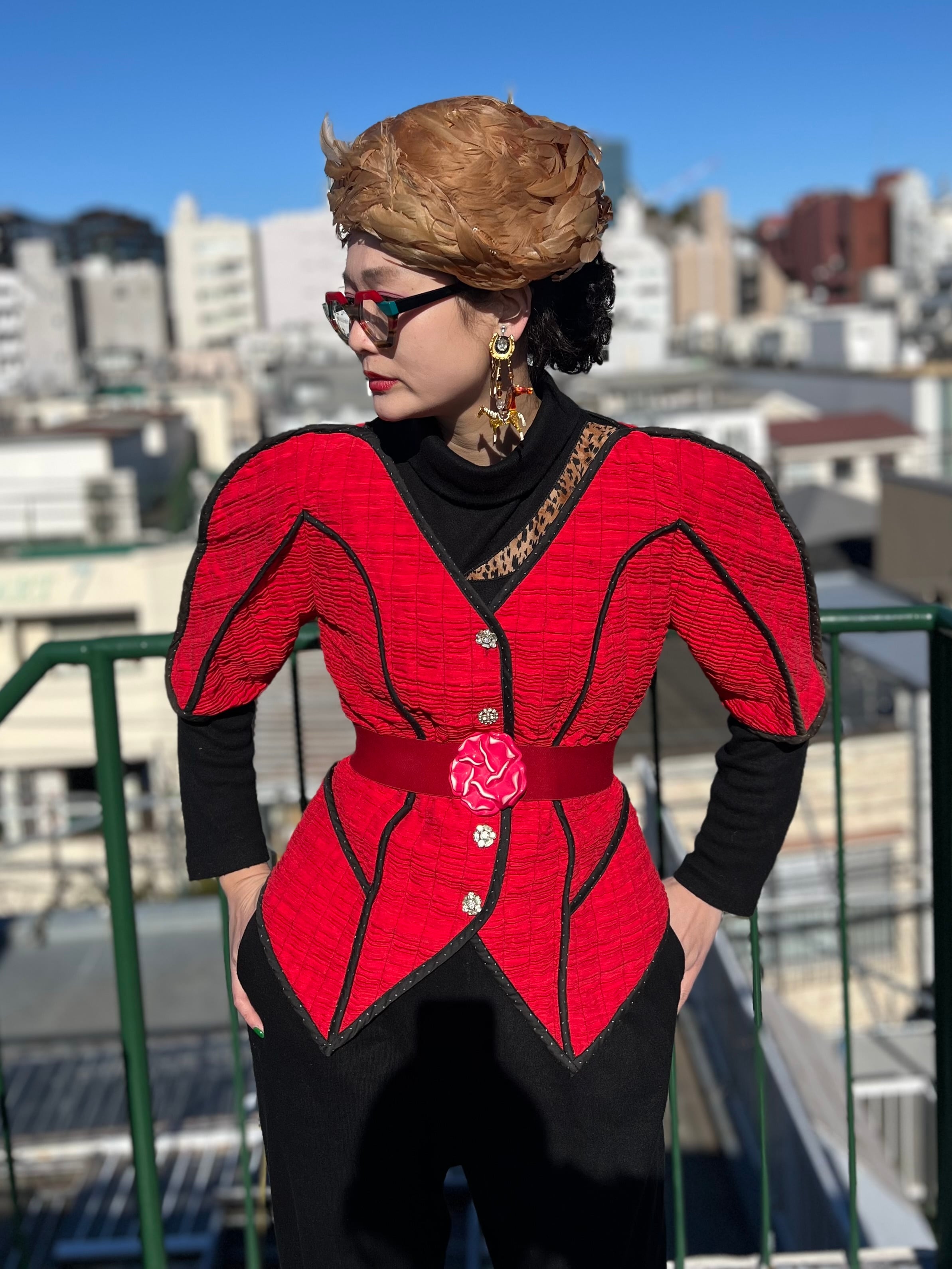 Jeanne Marc red × black design jacket ( ジェーン マーク レッド デザイン ジャケット )