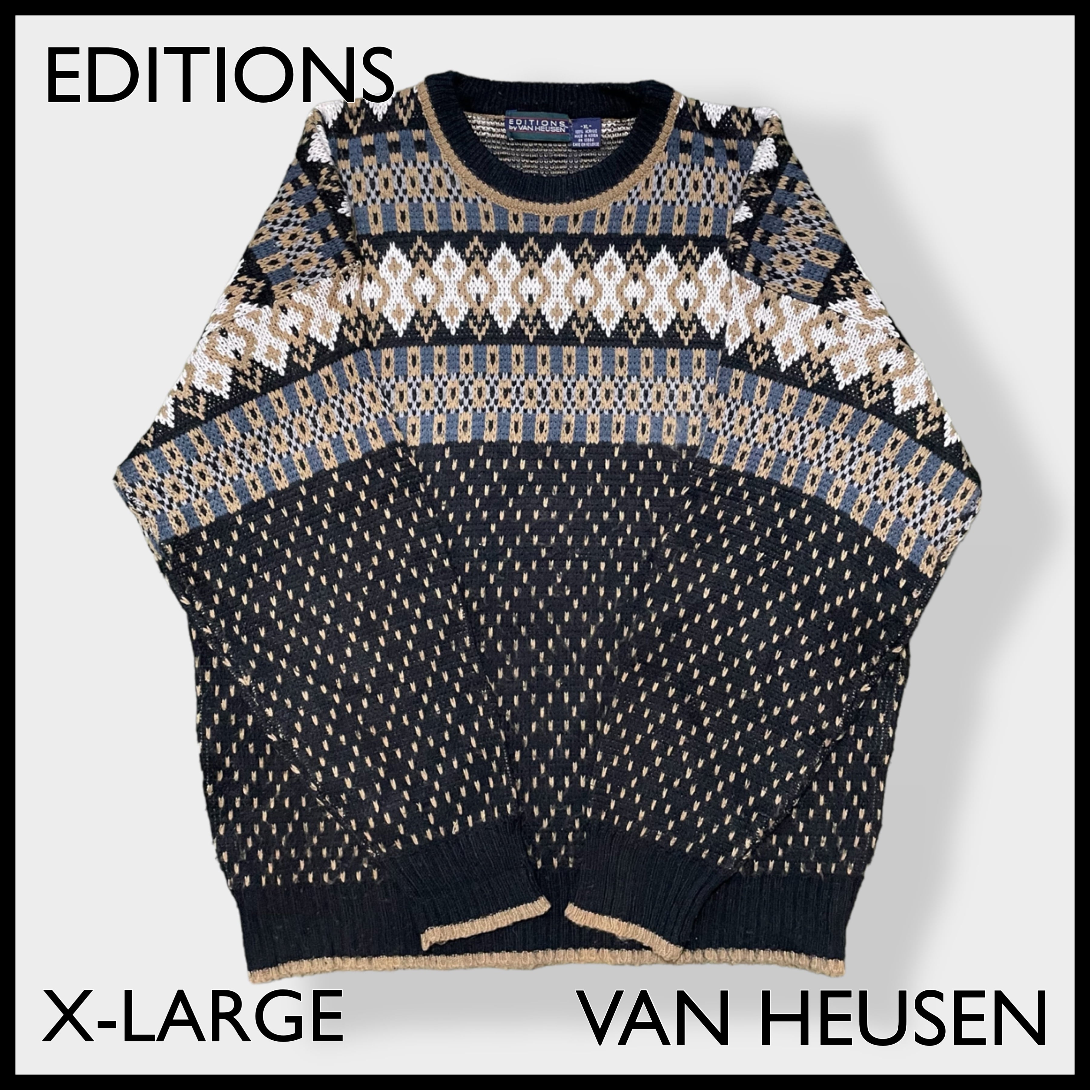 【EDITIONS by VAN HEUSEN】韓国製 柄ニット セーター ニット 総 ...