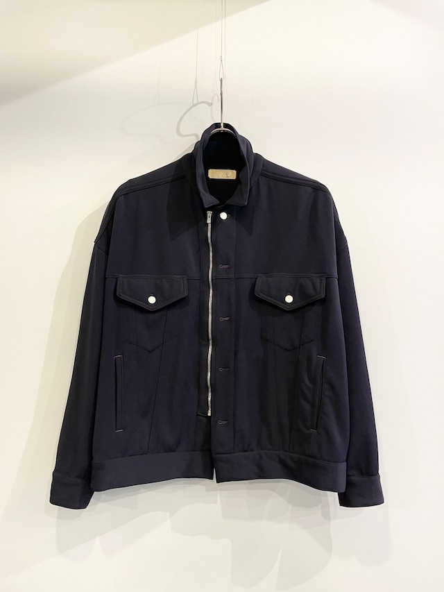 T/f Lv5 ponte fabric loose fit zip blouson - midnight garment dyed