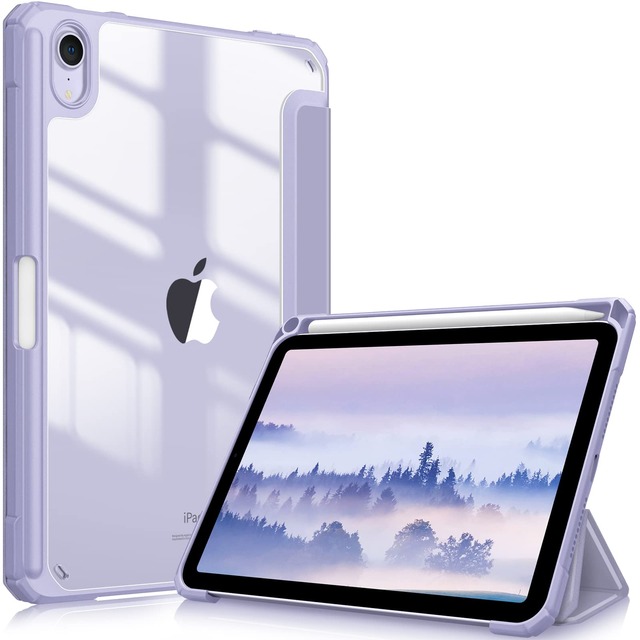 Fintie iPad Mini 7(A17 Pro 2024)/Mini 6用ケース 2021 8.3インチ透明バックカバー(ライラックパープル)