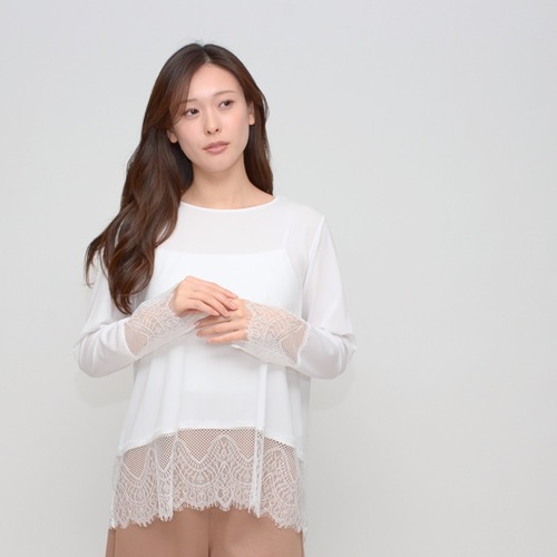 【praia】長袖スカラーレースカットソー　LEQ2695