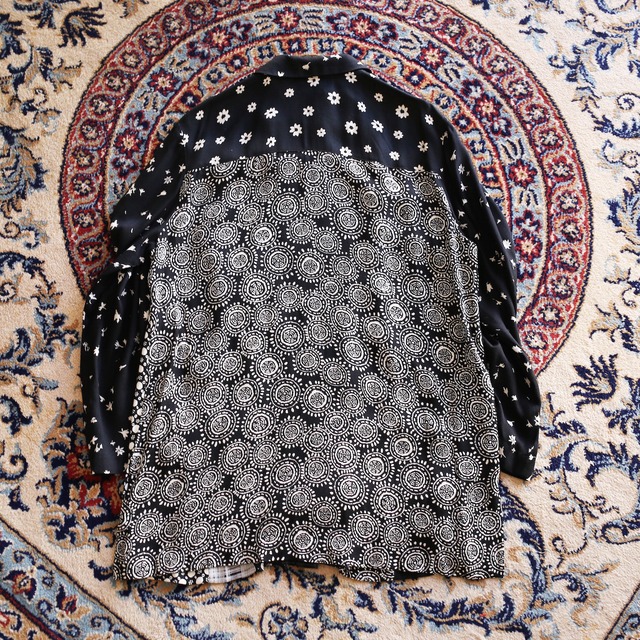 monotone pattern double pocket  big button l/s mode shirt