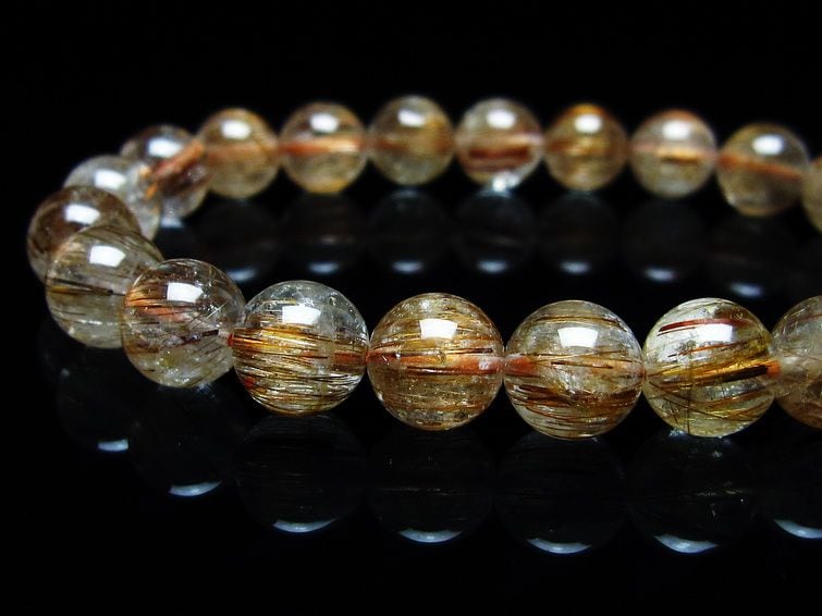 キャッツアイルチルクォーツ ブレスレット 9mm ルチルクォーツ ブレス