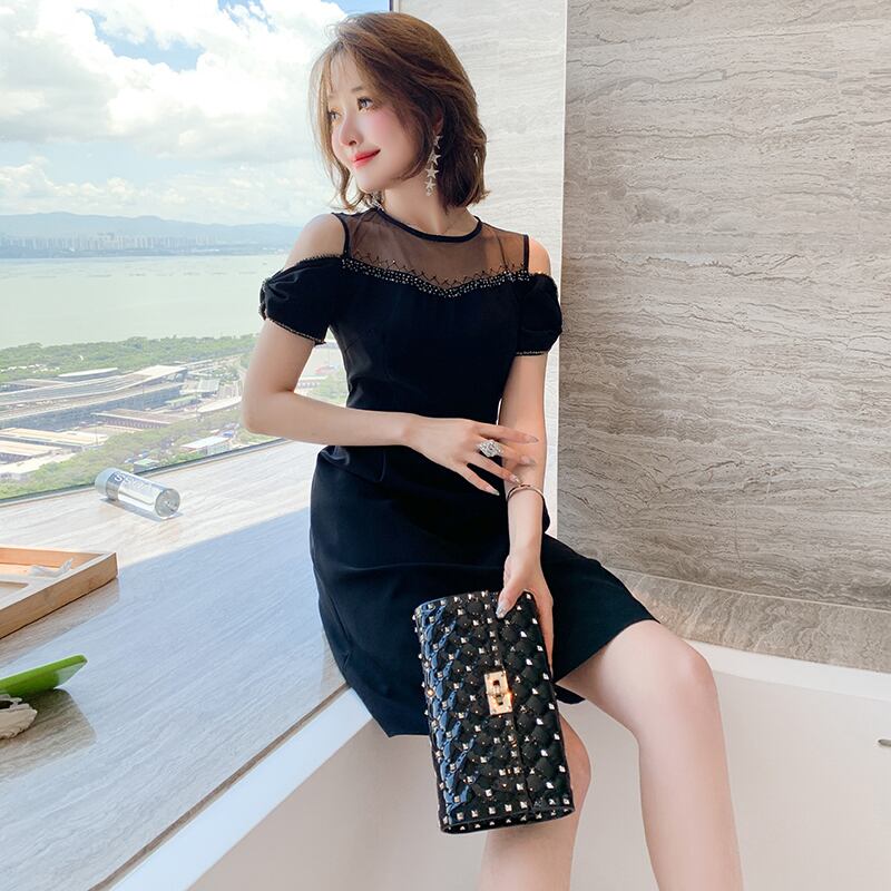 ウェストドレス サマー エレガント 夏物 オフショルダー ステッチ MIUCO81221789677