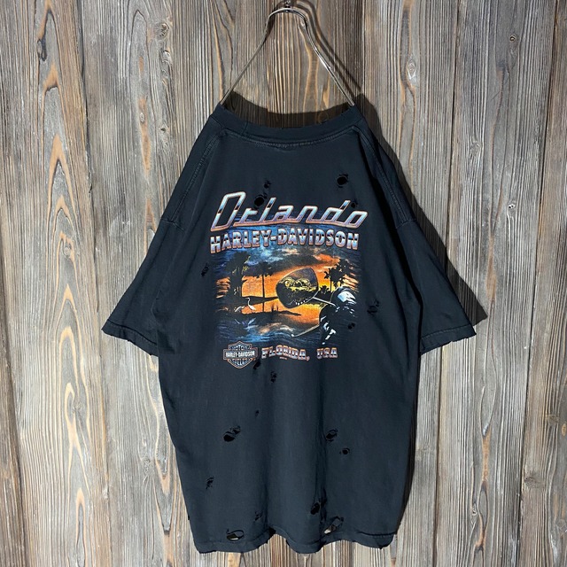 ［HARLEY DAVIDSON］00s Florida,USA damaged T shirt